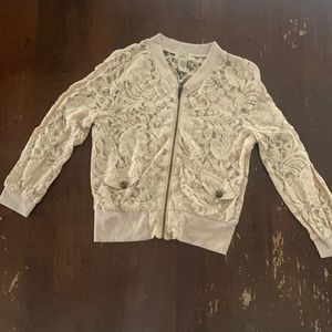 Lace Zip Up Thin Bomber-Style Jacket